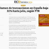 El volumen de transacciones en Espaa baja un 31% hasta julio, segn TTR